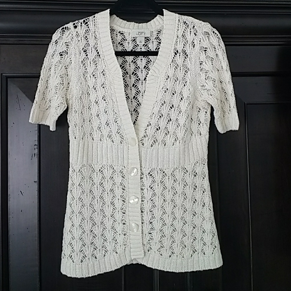 Flattering Ivory crocheted cardigan